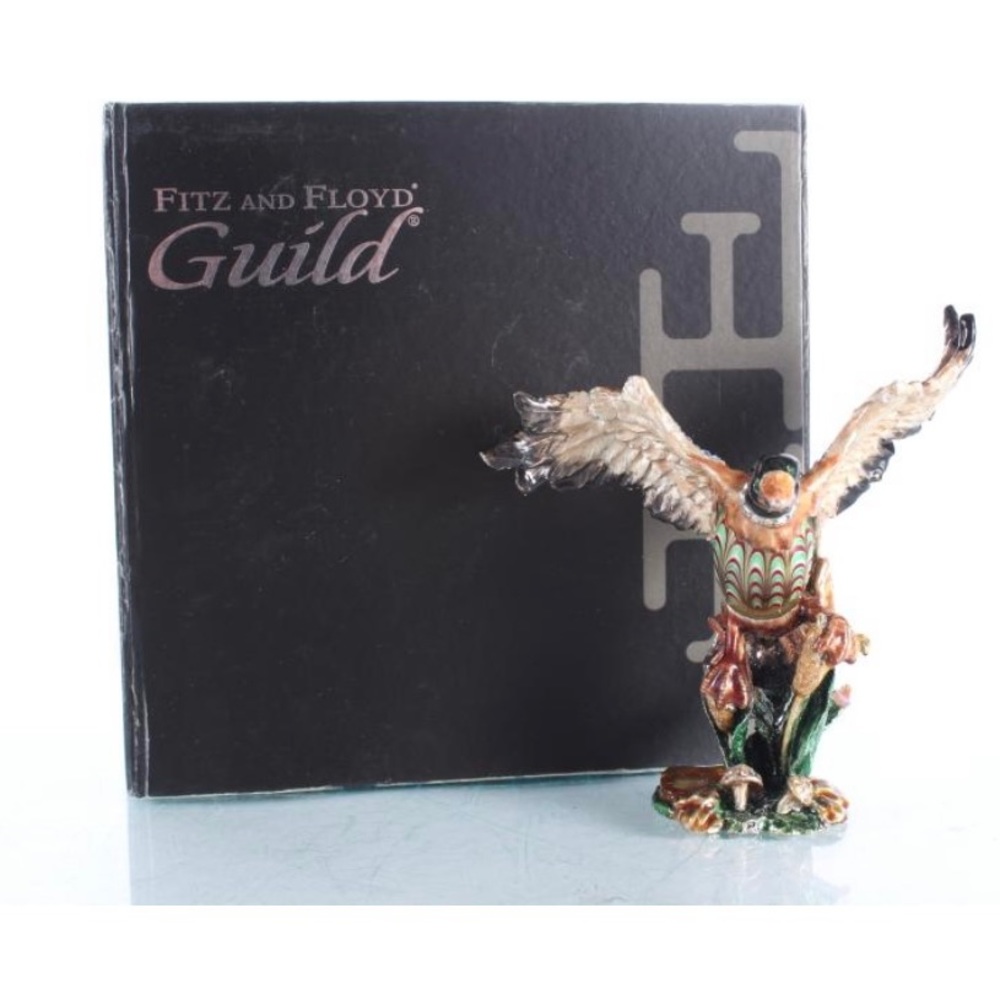 Fitz & Floyd Guild enamel pewter duck figurine adorned with Swarovski crystals.